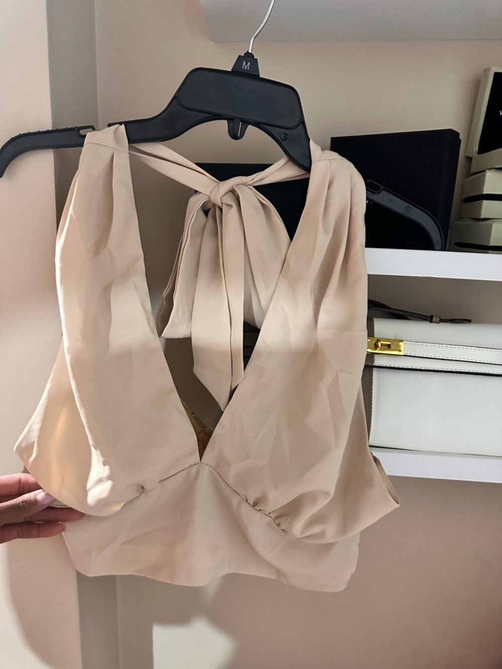 Beige Tie-Back Halter Camisole
